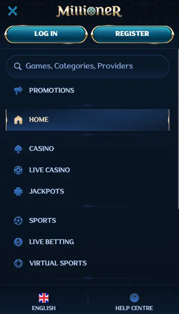 Millioner Casino app preview
