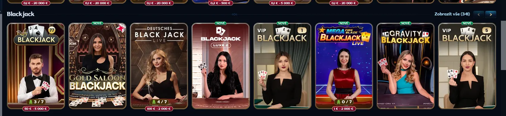 Live blackjack stoly v Millioner Casino