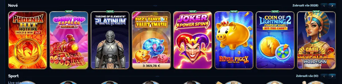 Nabídka nových výherních automatů v Millioner Casino